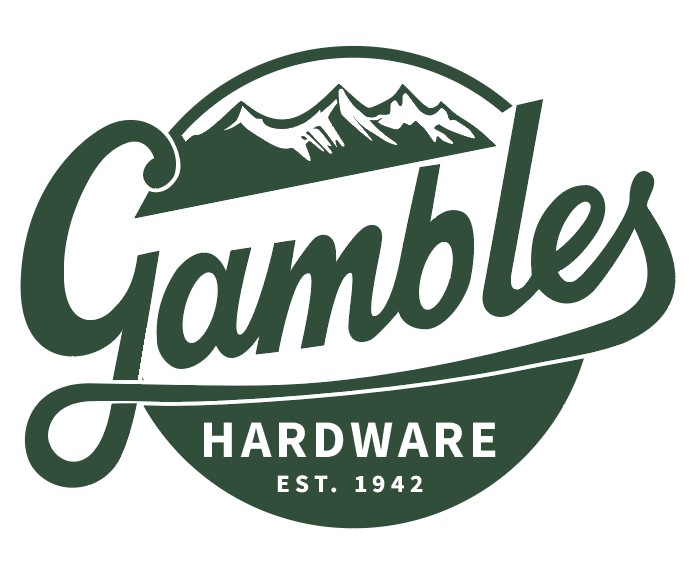 Mountains and the word Gambles Hardware